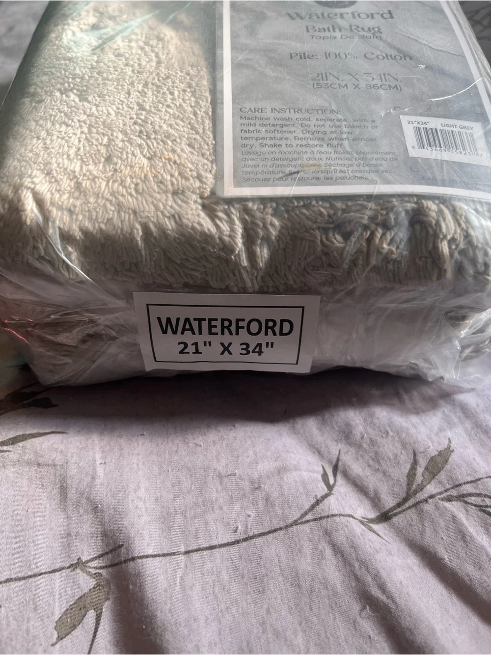 Waterford Light Grey Cotton Bath Rug - Plush 100% Cotton